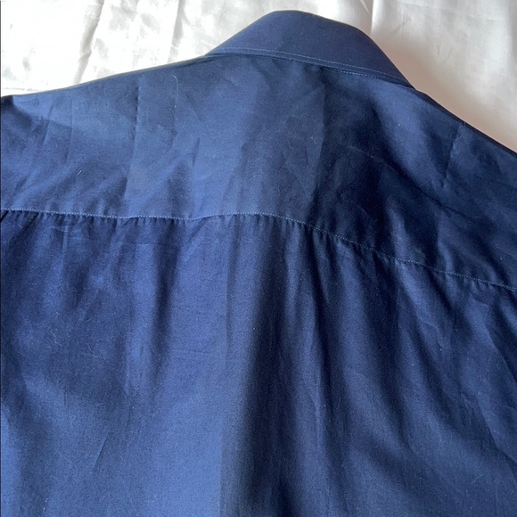 Kenneth Cole reaction navy blue casual button down men’s size large 16 1/2 - Picture 12 of 16
